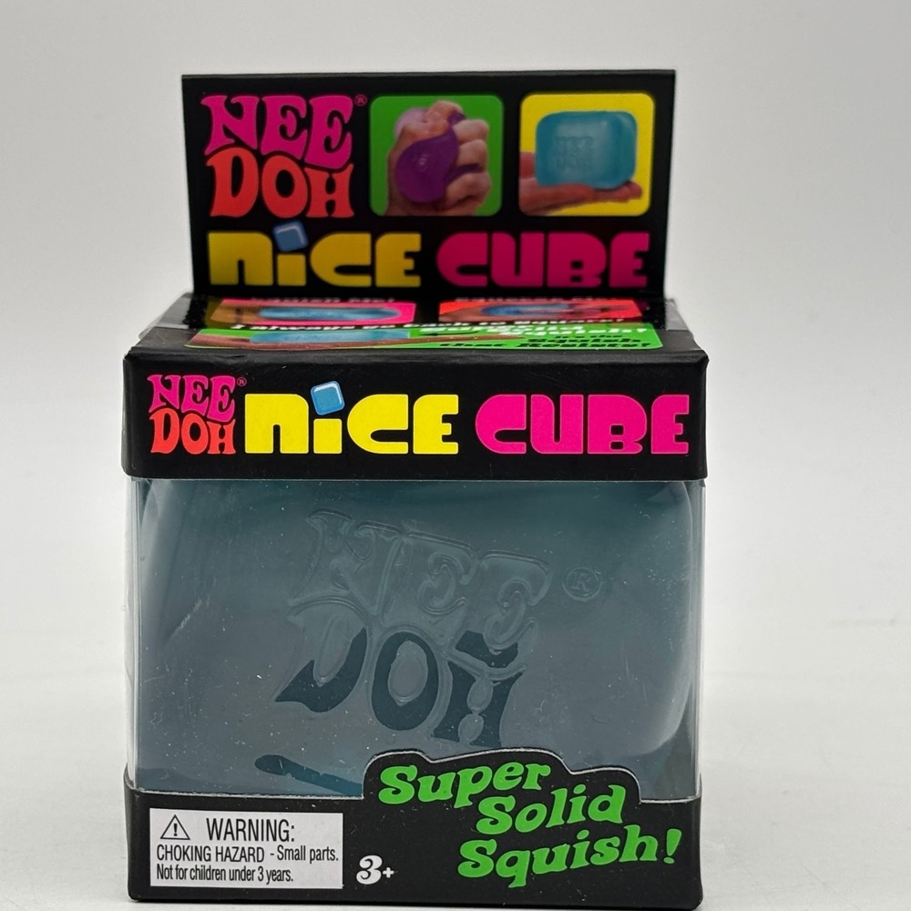 NeeDoh Nice Cube Super Solid Squish Sensory Toy Blue Teal